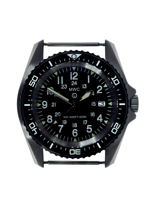 Stainless Steel Military Divers Watch with 12/24 Format dial and an Automatic 24 Jewel Movement, 12 Hour Dial Format, Sapphire Crystal and Ceramic Bezel (Tactical Solid Strap Bars)