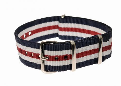 20mm Red, White and Blue NATO Military Watch Strap