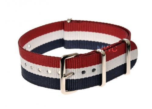 20mm Blue, White and Red NATO Military Watch Strap