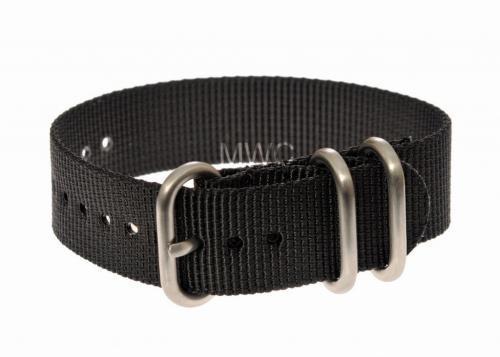 22mm Black Zulu Pattern Nylon Military Watch Strap