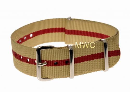 20mm Sand and Red NATO Military Watch Strap